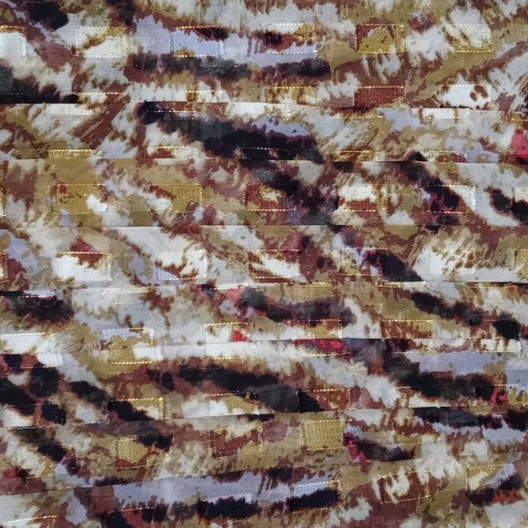 🍂Antonio Melani🍂 - Gold/Red/Black/Brown Pleated Front Semi-Sheer Gaylene Top - Picture 4 of 13